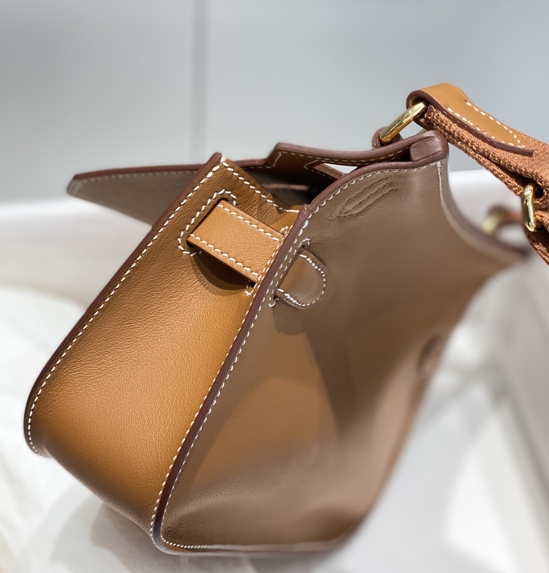 Hermes Jypsiere Mini Shoulder Bag In Brown Swift Leather